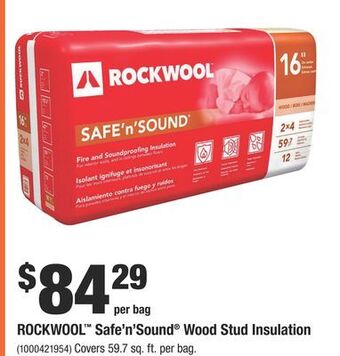 Home Depot Rockwool™ safe'n'sound® wood stud insulation offer