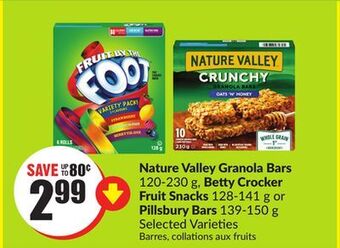 FreshCo Nature valley granola bars 120-230 g, betty crocker fruit snacks 128-141 g or pillsbury bars 139-150 g selected varieties offer
