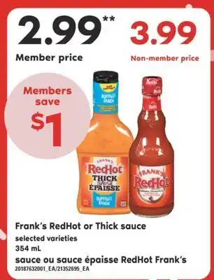 Sauce ou sauce épaisse redhot frank's, 354 ml