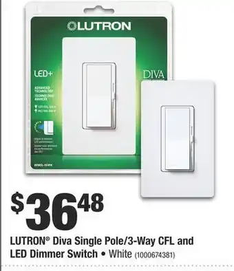 Home Depot Lutron® diva single pole/3-way cfl and led dimmer switch offer
