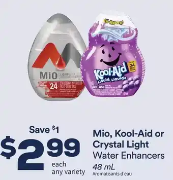 FreshCo Mio, kool-aid or crystal light water enhancers offer