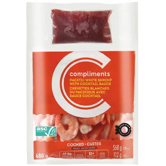 FreshCo Compliments cooked pacific white shrimp with cocktail sauce offer