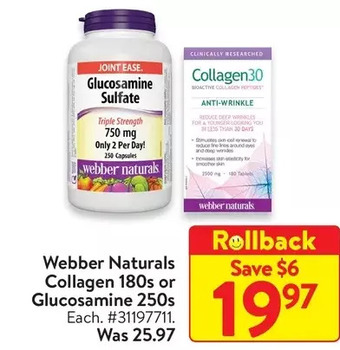 Walmart Webber naturals collagen or glucosamine offer