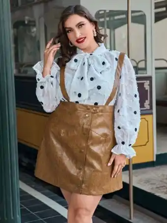 SheIn Shein plus button front pu leather pinafore skirt offer