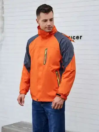 SheIn Men zip up colorblock sports jacket offer