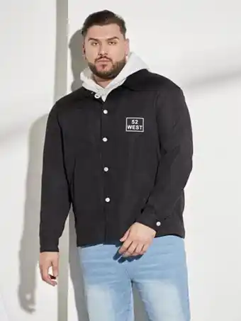 SheIn Extended sizes men letter patched button up coat offer