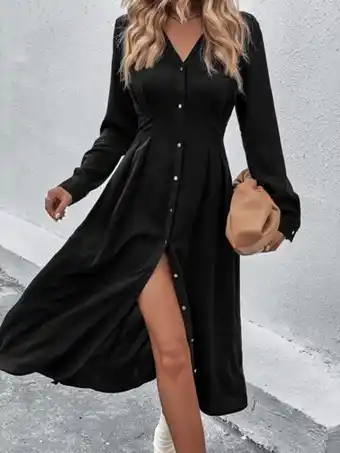 SheIn Solid button through shirt dress offer