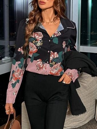 SheIn Floral print button front shirt offer