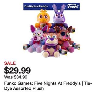 Showcase Funko games: five nights at freddy's | tie-dye assorted plush offer