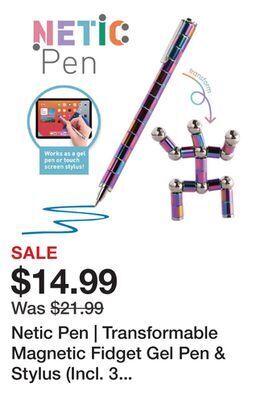 Showcase Netic pen | transformable magnetic fidget gel pen & stylus (incl. 3 ink refills) offer