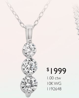 Charm Diamond New brilliance 10k white gold lab grown 1.00ctw three stone diamond pendant offer