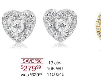 Charm Diamond 10k white gold 0.13ctw heart earrings offer