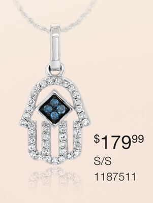 Charm Diamond Sterling silver 0.10ctw white & blue diamond hamsa pendant offer