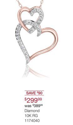 Charm Diamond 10k rose gold diamond heart pendant offer