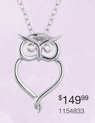 Charm Diamond Sterling silver diamond owl pendant offer