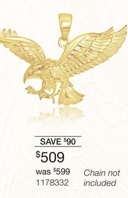 Charm Diamond 10k yellow gold eagle pendant offer