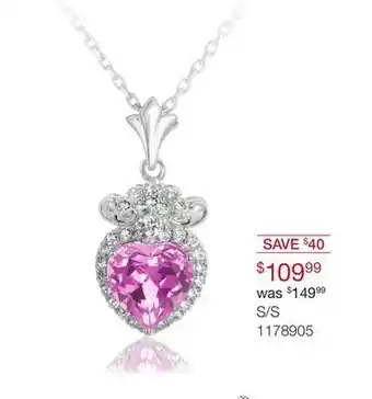 Charm Diamond Sterling silver created pink sapphire & created white sapphire necklace offer