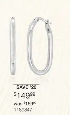 Charm Diamond 10k white gold oval hoop earrings offer