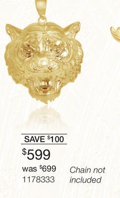 Charm Diamond 10k yellow gold tiger pendant offer