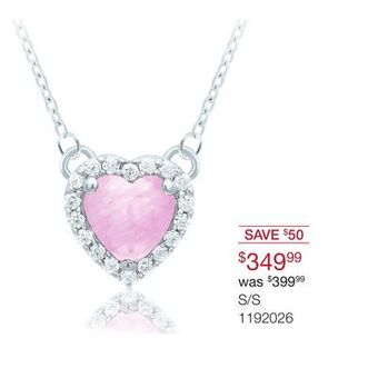 Charm Diamond Polar pink sterling silver 16" pink sapphire & diamond heart necklace offer