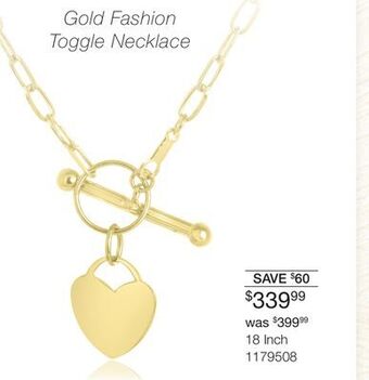 Charm Diamond 10k yellow gold 18" 2.4mm heart toggle necklace offer
