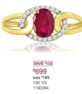Charm Diamond 10k yellow gold ruby and diamond ring offer