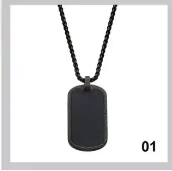 Stainless steel 24" black dog tag pendant
