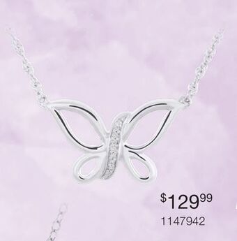 Charm Diamond Sterling silver 0.02ctw butterfly necklace offer
