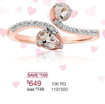 Charm Diamond 10k rose gold morganite and diamond fashion ring offer