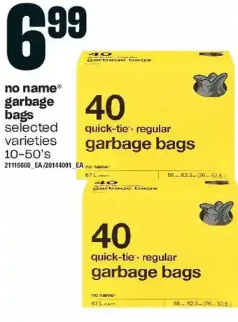 Independent Grocer No name garbage bags offer