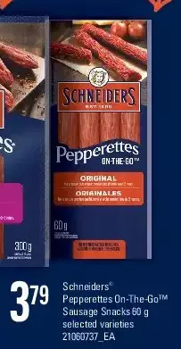 Independent Grocer Schneiders pepperettes on-the-go sausage snacks offer