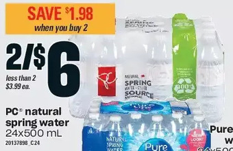 Zehrs Markets Pc natural spring water offer