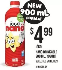 Zehrs Markets Iögo nanö drinkable yogurt offer