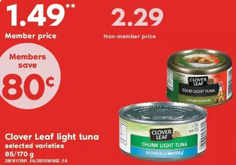 Loblaws Clover leaf light tuna offer