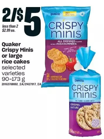 Independent Grocer Quaker crispy minis or large rice cakes offer