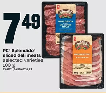 Loblaws Pc splendido sliced deli meats offer