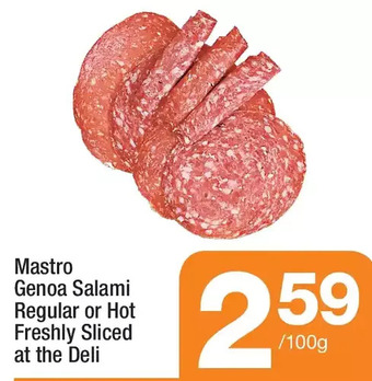 Highland Farms Mastro genoa salami regular or hot freshly sliced at the deli offer