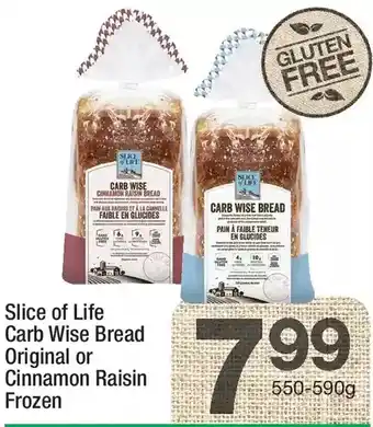 Highland Farms Slice of lofe carb wise bread original or cinnamon rasin frozen offer