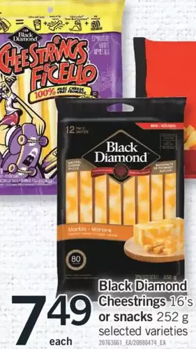 Fortinos Black diamond cheestrings or snacks offer