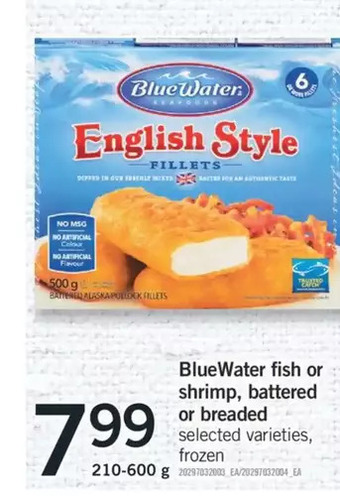 Fortinos Bluewater fish or shrimp, battered or breaded offer