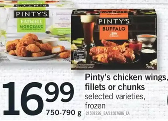 Fortinos Pinty's chicken wings, fillets or chunks offer