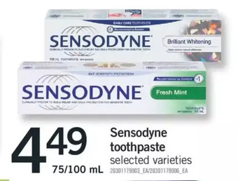 Fortinos Sensodyne toothpaste offer