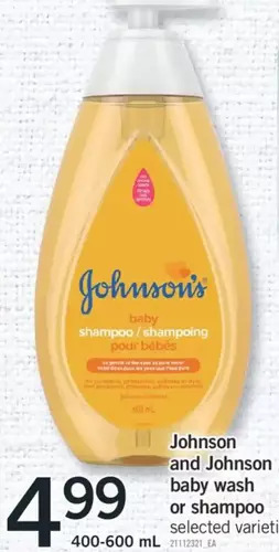 Fortinos Johnson and johnson baby wash or shampoo offer