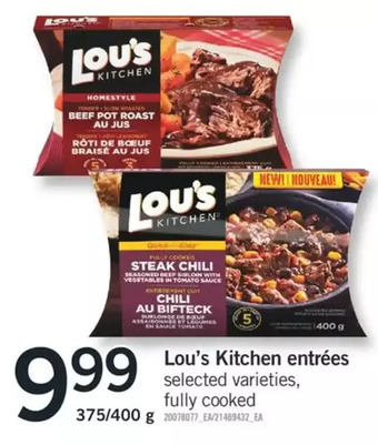 Fortinos Lou's kitchen entrées offer