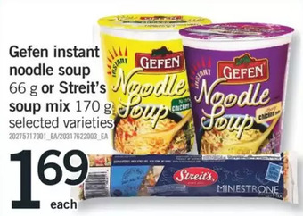 Fortinos Gefen instant noodle soup or streit's soup mix offer