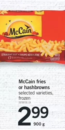 Fortinos Mccain fries or hashbrowns offer