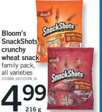Fortinos Bloom's snackshots crunchy wheat snack offer