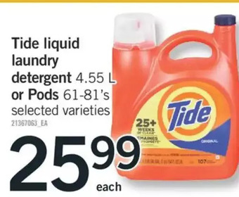 Fortinos Tide liquid laundry detergent or pods offer
