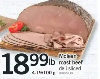 Fortinos Mclean roast beef offer