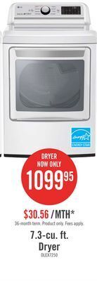The Brick Lg 7.3 cu.ft. electric smart dryer with turbosteam® - dlex7250w offer